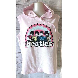 Beatles Hoodie Vest By Apple Corps LTD A Beatles Pink Knit Jersey Fleeced Size M
